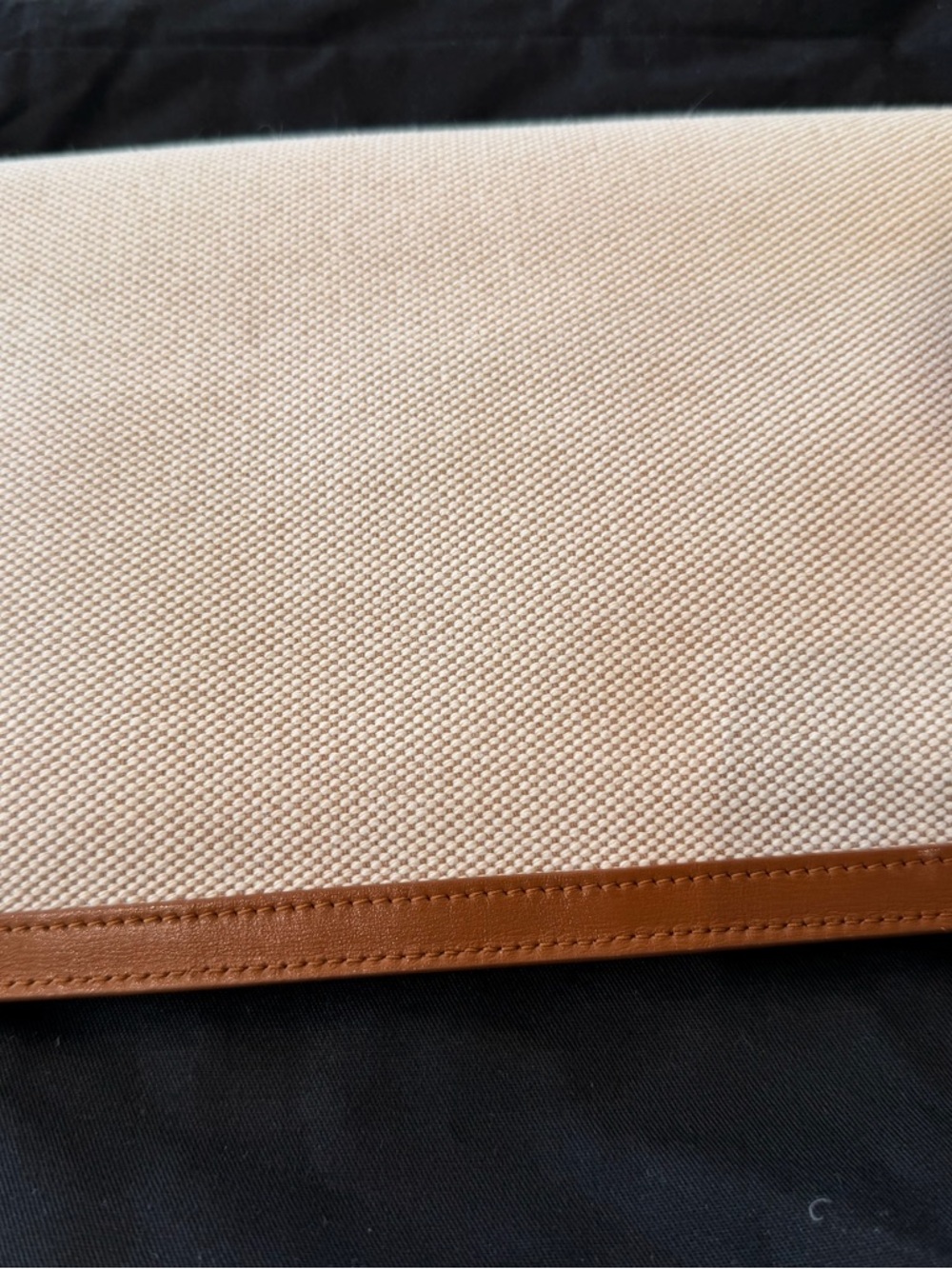 Saint Laurent Uptown Clutch Beige Canvas Tan Leather YSL $730-authentic - Picture 8 of 9